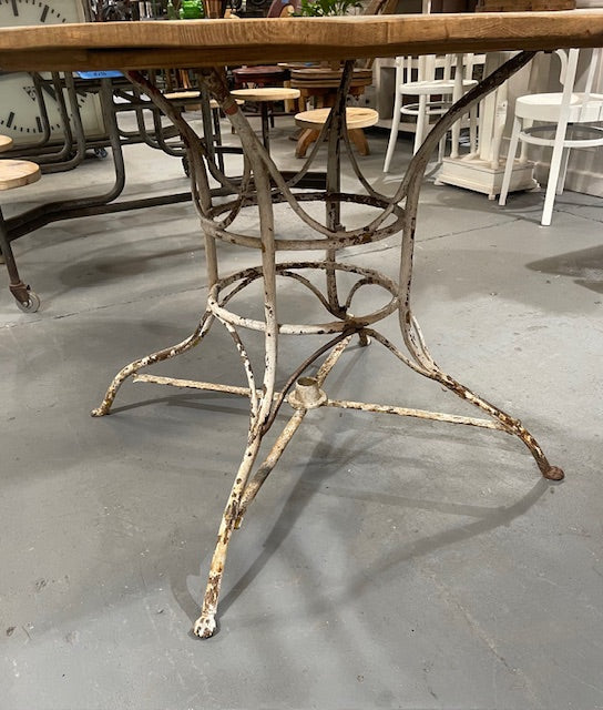 Vintage Wooden Top Metal Base Patio  Table   #6717