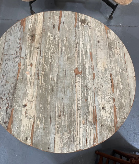 Vintage Wooden Top Metal Base Patio  Table   #6717