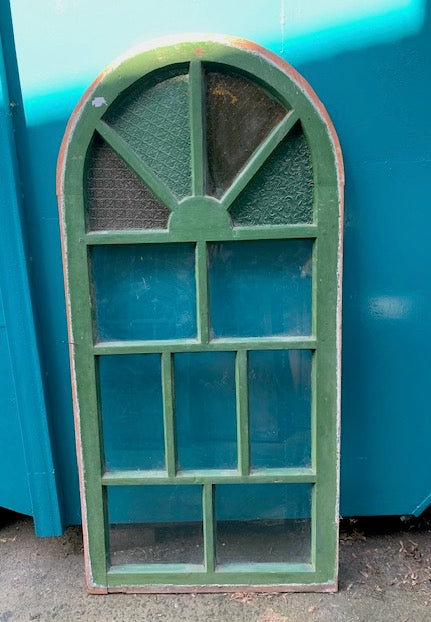 Vintage European Arched  Wooden  Window #5166