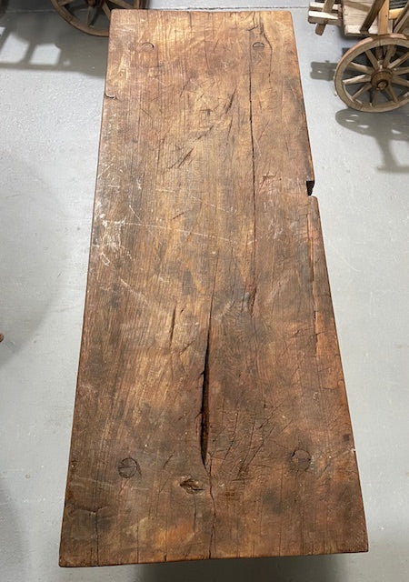 Vintage Cast Iron Base Wooden Top Coffee Table #6719 Byron