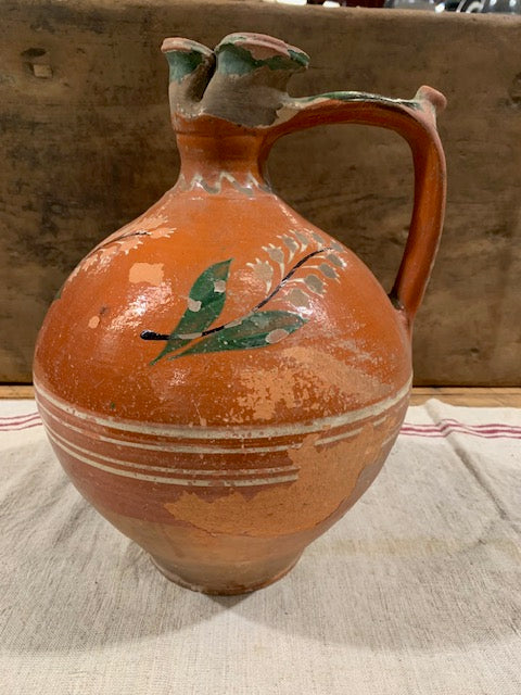 Old Rustic  Hungarian  Terracotta Jug #5177