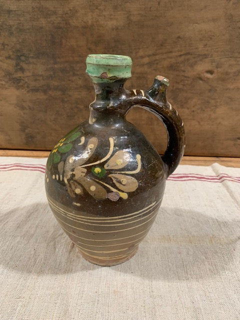 Vintage  Hungarian Glazed  Terracotta Jug #5178