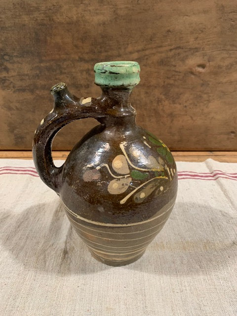 Vintage  Hungarian Glazed  Terracotta Jug #5178