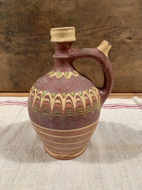 Vintage  Hungarian Glazed  Terracotta Jug #5179