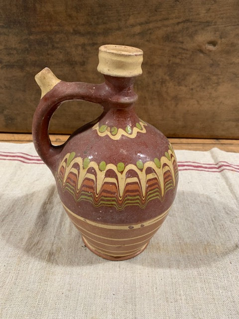 Vintage  Hungarian Glazed  Terracotta Jug #5179