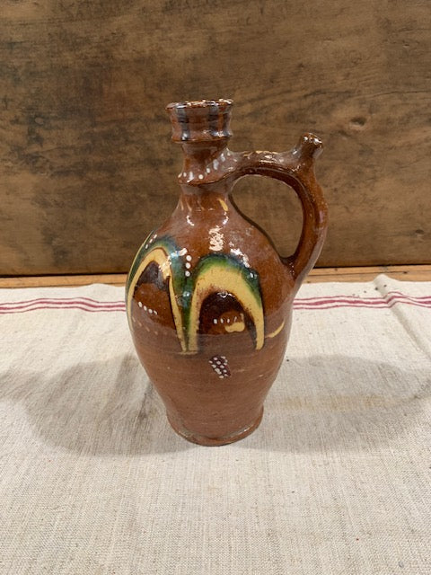 Vintage  Hungarian Glazed  Terracotta Jug #5168