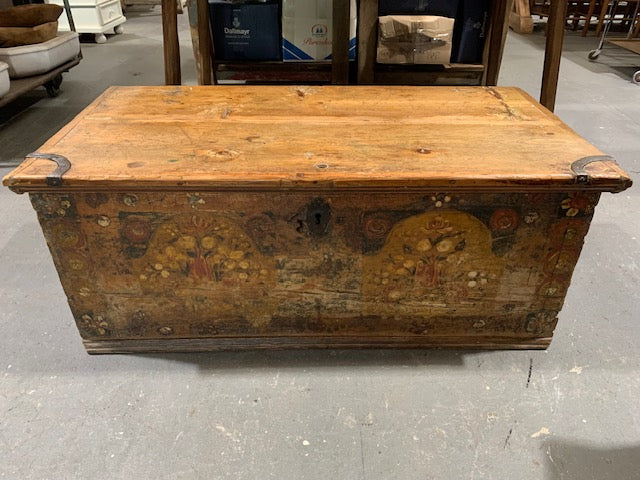 Vintage European Wooden Trunk- Glory Box #5172