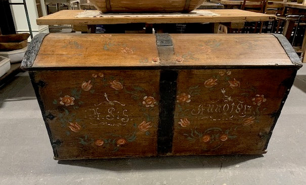 Vintage European Wooden Trunk- Glory Box #5173  Byron