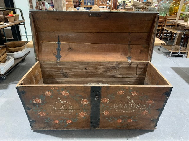 Vintage European Wooden Trunk- Glory Box #5173  Byron