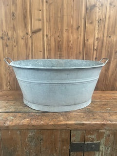 Vintage  European Galvanized Wash Tub #5463