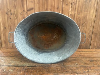 Vintage  European Galvanized Wash Tub #5463