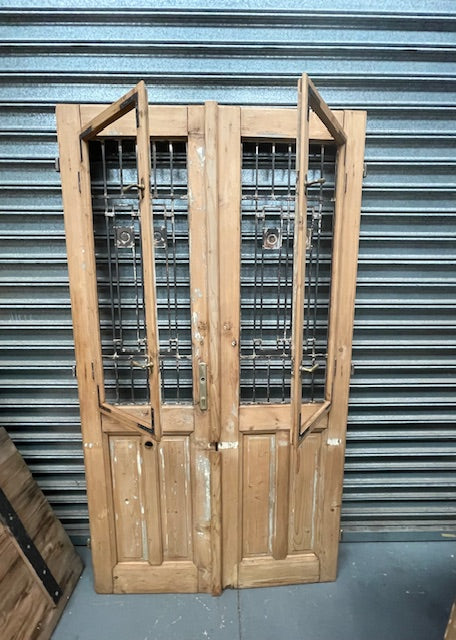 Vintage Eastern European Wooden Double House Front Doors #6748
