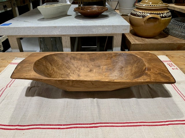 Vintage  European Handcarved Wooden Dough Bowl  #5257