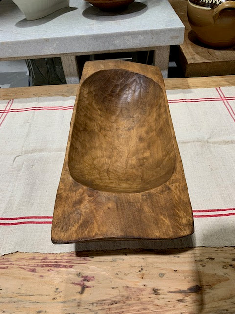 Vintage  European Handcarved Wooden Dough Bowl  #5257