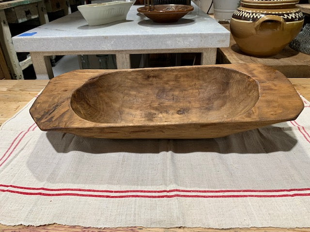 Vintage  European Handcarved Wooden Dough Bowl  #5258
