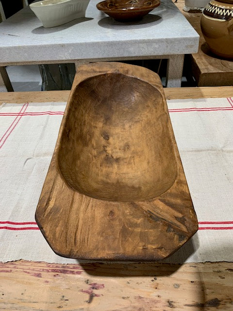 Vintage  European Handcarved Wooden Dough Bowl  #5258