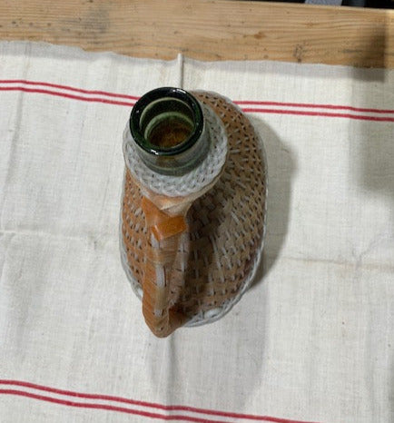 Vintage European Plastic Wicker "Flat"  Demijohn Bottle  #5260