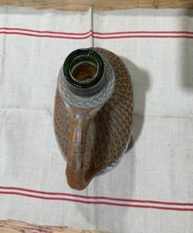 Vintage European Plastic Wicker "Flat"  Demijohn Bottle  #5261