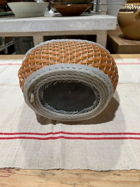 Vintage European Plastic Wicker "Flat"  Demijohn Bottle  #5261