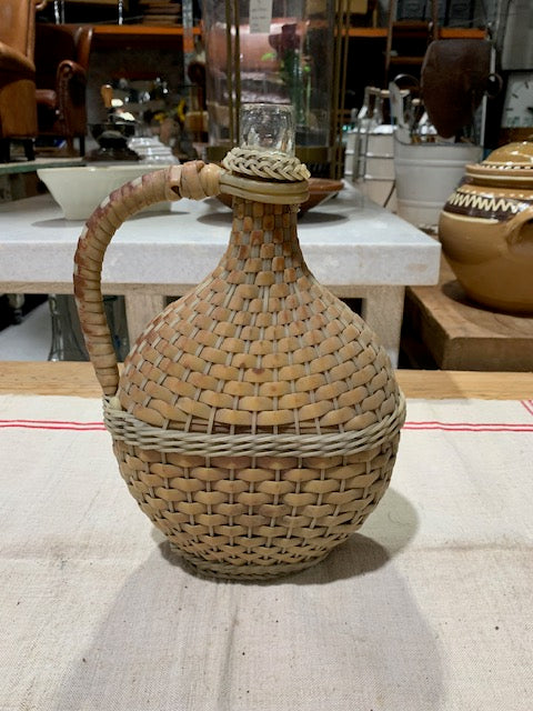Vintage European Plastic Wicker "Flat"  Demijohn Bottle  #5263