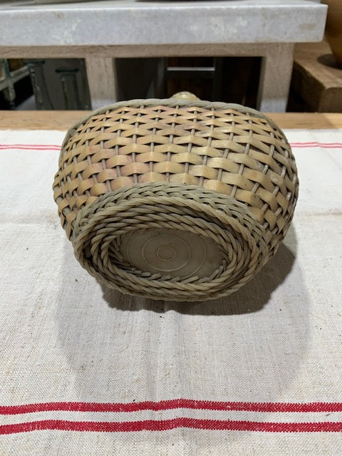 Vintage European Plastic Wicker "Flat"  Demijohn Bottle  #5263