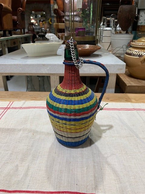 Vintage Plastic Woven  Demijohn  Bottle  #5276