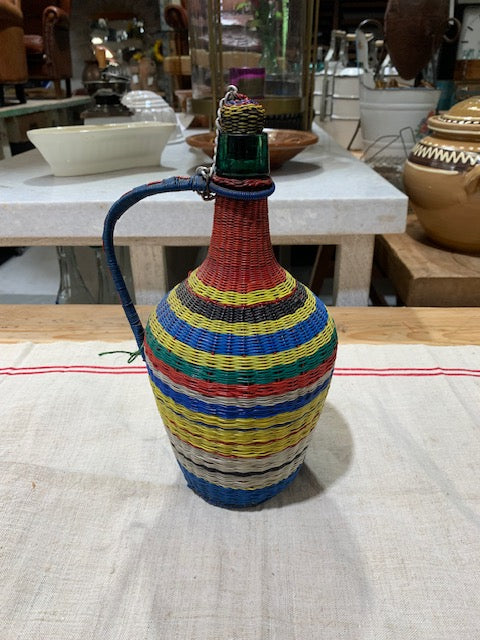 Vintage Plastic Woven  Demijohn  Bottle  #5276