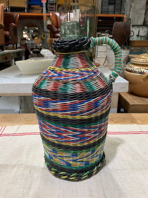 Vintage Plastic Woven  Demijohn Bottle  #5277