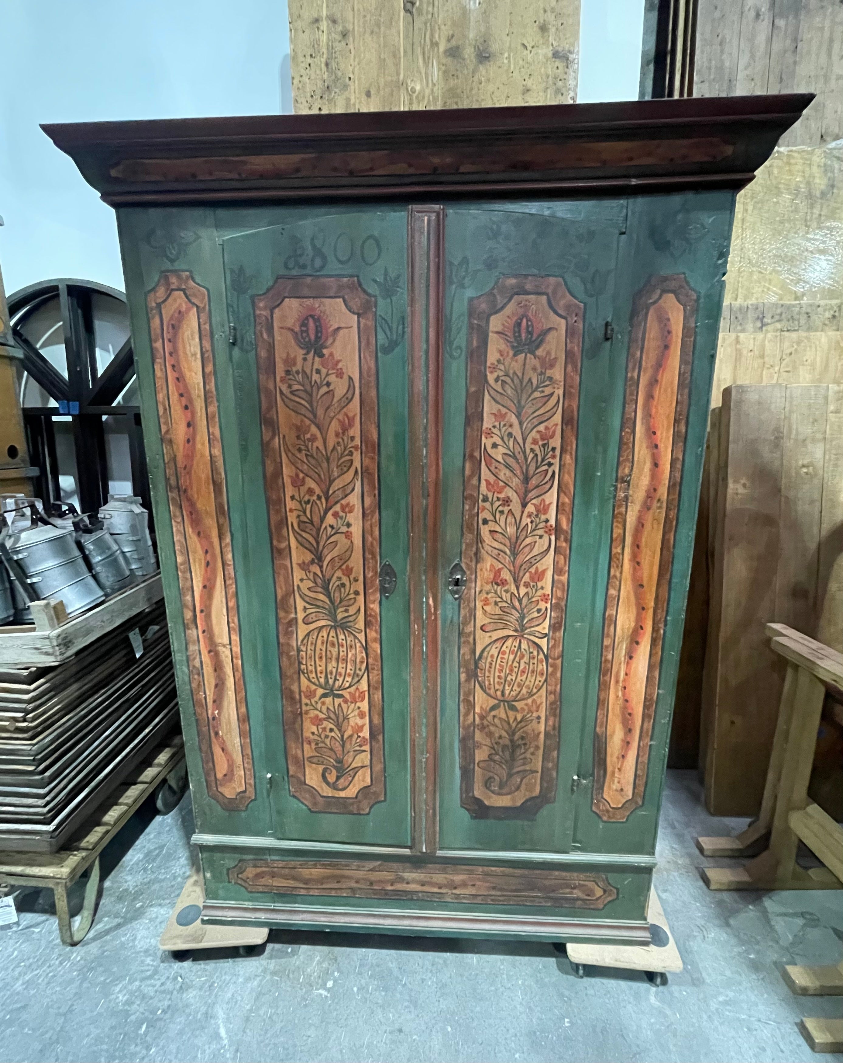 Hungarian Wooden Painted Wardrobe / Cabinet  #6794