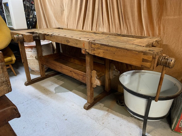 Vintage European Carpenters Woodworking  Workbench  #5370