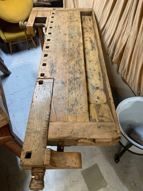 Vintage European Carpenters Woodworking  Workbench  #5370