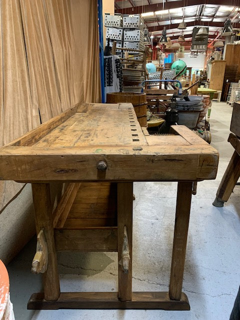Vintage European Carpenters Woodworking  Workbench  #5370