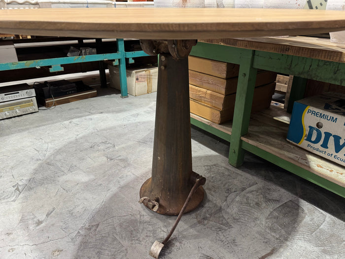 Vintage Cast Iron Base Wooden Top  Table #6795