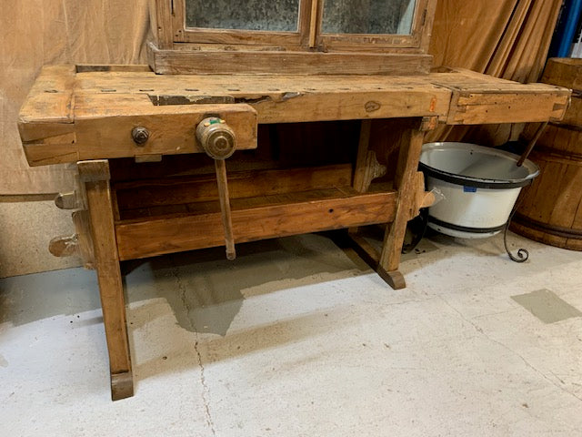 Vintage European Carpenters Woodworking  Workbench  #5370