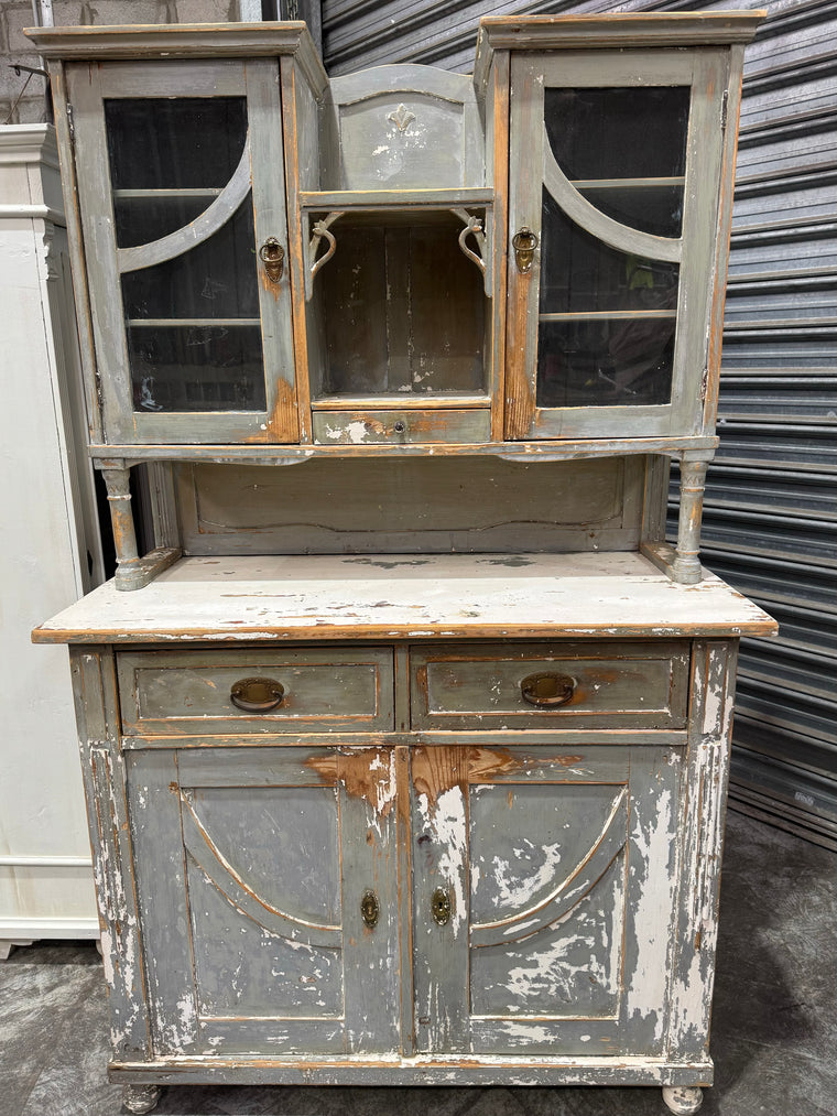 Vintage Wooden Kitchen Cabinet with Hutch  #6798