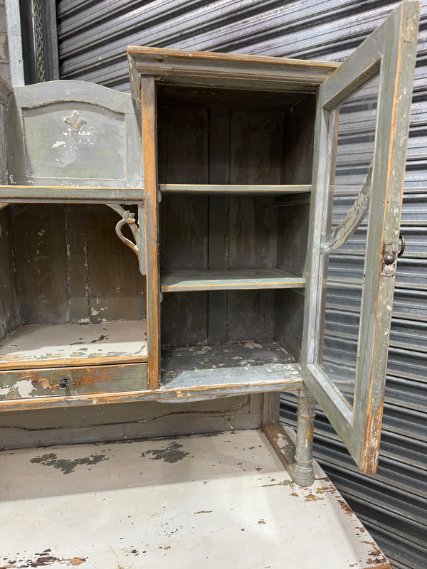 Vintage Wooden Kitchen Cabinet with Hutch  #6798