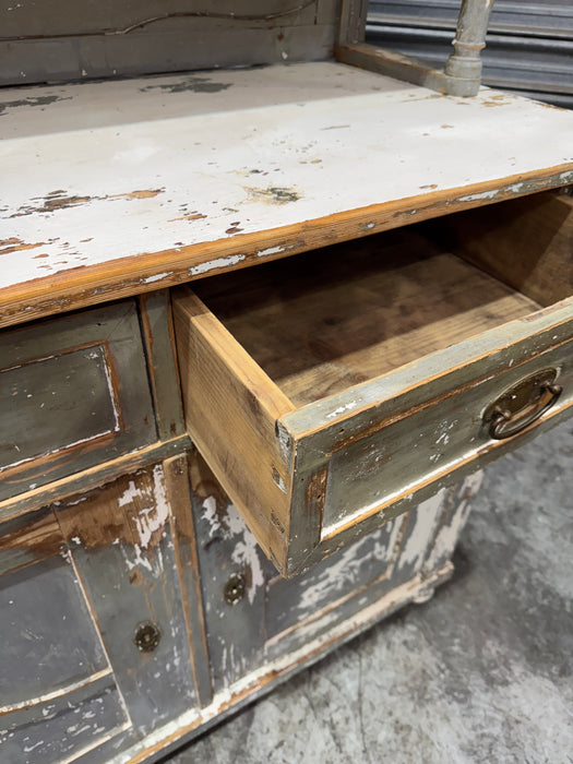Vintage Wooden Kitchen Cabinet with Hutch  #6798