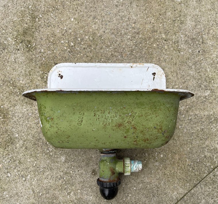 Vintage  European Cast Iron Wall  Sink #6809