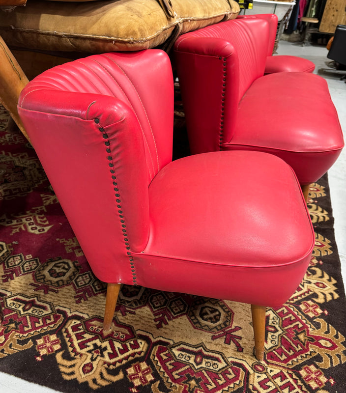 Red Vintage  Lounge and Chairs   #6805 ON HOLD