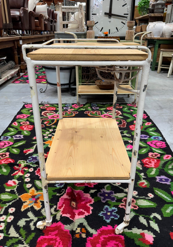 Vintage Metal Base, Wooden Top Night Stand  #6803