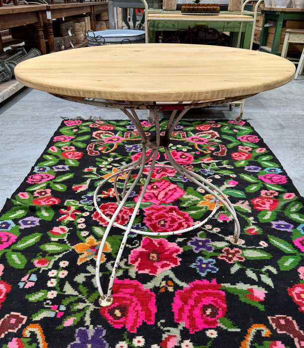Vintage Wooden Top Metal Base Patio  Table   #6804