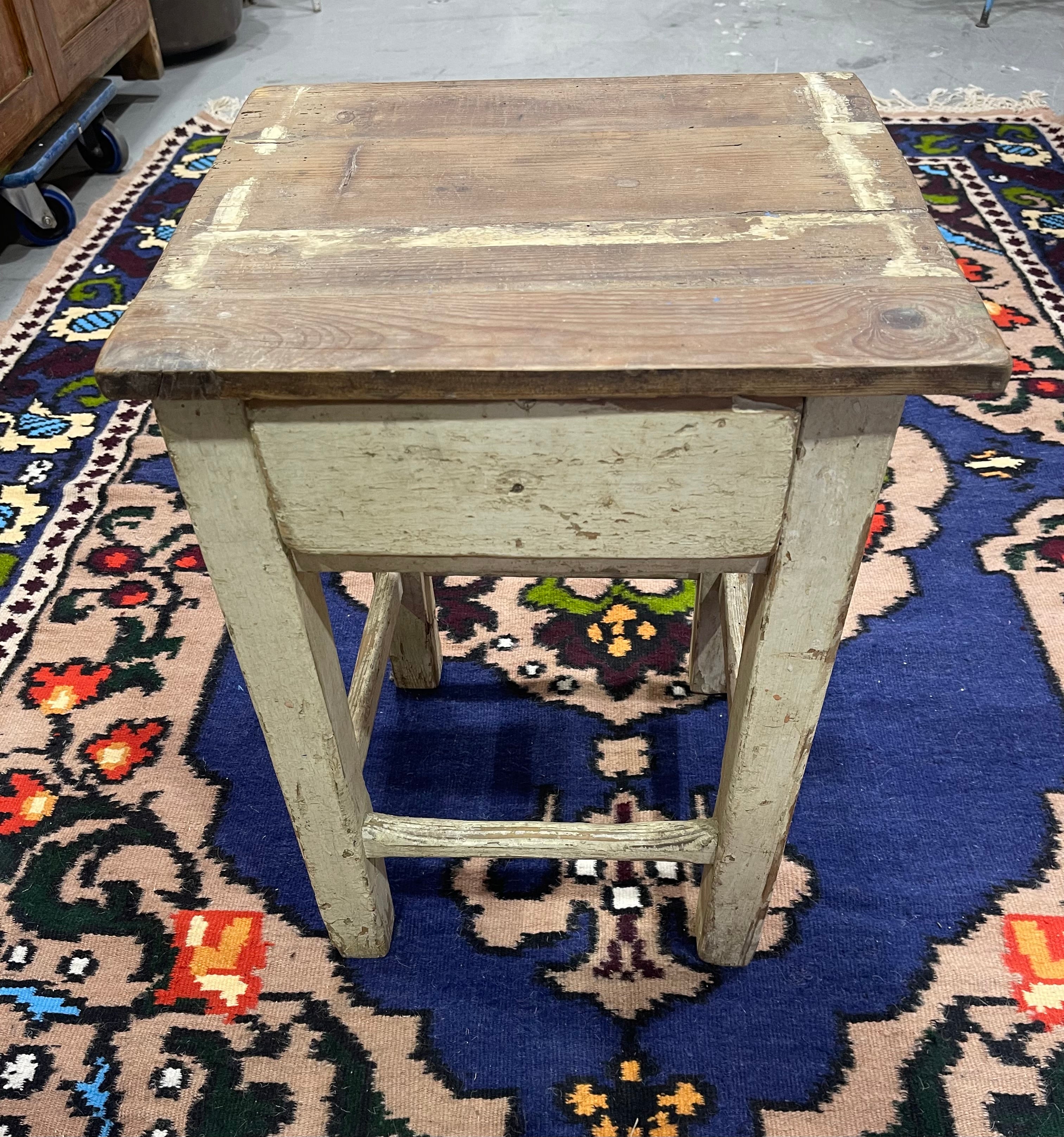 Vintage Rustic  European  Wooden Stool  #6820