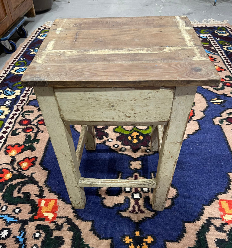 Vintage Rustic  European  Wooden Stool  #6820