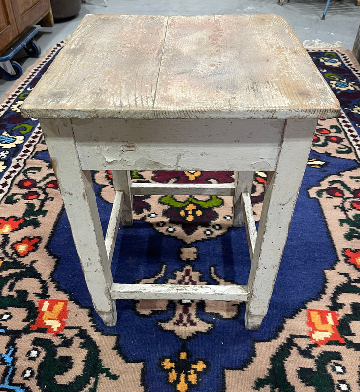 Vintage Rustic  European  Wooden Stool  #6822