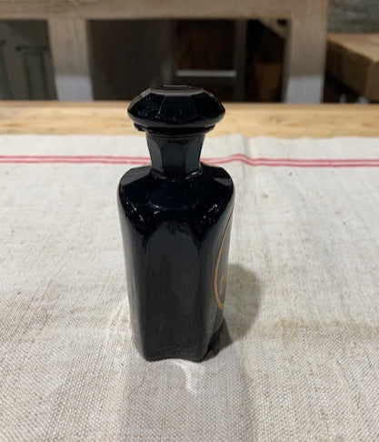 Vintage  Black Pharmacy  Glass Bottle #5381