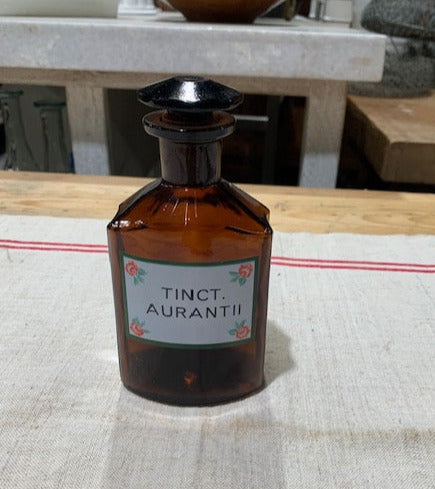 Vintage  Amber Pharmacy  Glass Bottle #5388