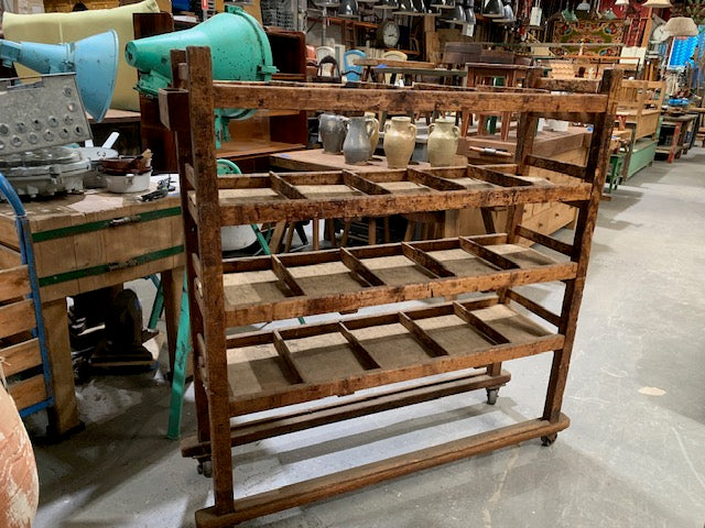 Vintage Industrial French  Wooden Shoe Rack #5391