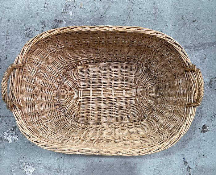 Vintage  Belgian Wicker Laundry Basket  #6841
