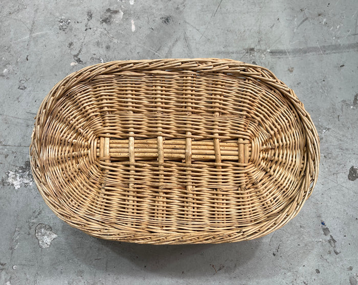 Vintage  Belgian Wicker Laundry Basket  #6841