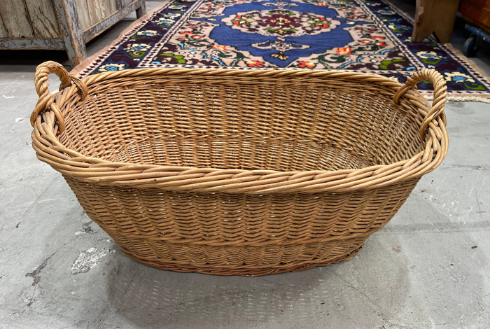 Vintage  Belgian Wicker Laundry Basket  #6842